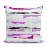 - 7758 - Realhomes  Beyaz Zemin Üzerinde Renkli Çizgili Dijital Baskılı Modern Yastık Kırlent Kılıfı Realhomes