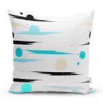 - 7759 - Realhomes Beyaz Zeminli Modern Puantiyeli Dijital Baskılı Modern Yastık Kırlent Kılıfı Realhomes