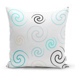 - 7760 - Realhomes  Beyaz Zemin Üzerinde Modern Çizgili Dijital Baskılı Modern Yastık Kırlent Kılıfı Realhomes