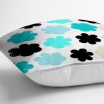 - 7761 - Realhomes  Beyaz Zemin Üzerinde Renkli Desenli Dijital Baskılı Modern Yastık Kırlent Kılıfı Realhomes