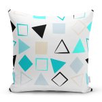 - 7762 - Realhomes Beyeaz Zemin Üzerinde Renkli Modern Geometrik Desenli Yastık Kırlent Kılıfı Realhomes