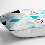 - 7762 - Realhomes Beyeaz Zemin Üzerinde Renkli Modern Geometrik Desenli Yastık Kırlent Kılıfı Realhomes