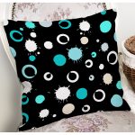 Siyah Zeminli Renkli Puantiyeli Dijital Baskılı Modern Yastık Kırlent Kılıfı Realhomes