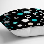 Siyah Zeminli Renkli Puantiyeli Dijital Baskılı Modern Yastık Kırlent Kılıfı Realhomes