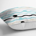 - 7764 - Realhomes Beyaz Zeminli Renkli Zigzag Desenli Dijital Baskılı Modern Yastık Kırlent Kılıfı Realhomes