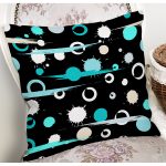 - 7765 - Realhomes  Siyah Zeminli Renkli Puantiyeli Dijital Baskılı Modern Yastık Kırlent Kılıfı Realhomes