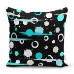 - 7765 - Realhomes  Siyah Zeminli Renkli Puantiyeli Dijital Baskılı Modern Yastık Kırlent Kılıfı Realhomes