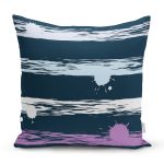 - 7766 - Realhomes  Siyah Zemin Üzerinde Modern Çizgili Dijital Baskılı Modern Yastık Kırlent Kılıfı Realhomes