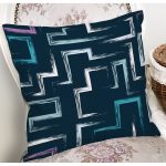 Siyah Zemin Üzerinde Modern Geometrik Desenli Dijital Baskılı Modern Yastık Kılıfı Realhomes