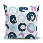 Beyaz Zemin Üzerinde Renkli Geometrik Desenli Dijital Baskılı Modern Yastık Kılıfı Realhomes