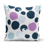 Beyaz Zeminli Renkli Puantiyeli Dijital Baskılı Modern Yastık Kırlent Kılıfı Realhomes