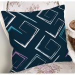 Siyah Zemin Üzerinde Renkli Geometrik Desenli Dijital Baskılı Modern Yastık Kılıfı Realhomes