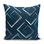 Siyah Zemin Üzerinde Renkli Geometrik Desenli Dijital Baskılı Modern Yastık Kılıfı Realhomes