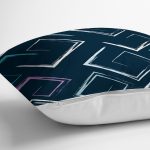 Siyah Zemin Üzerinde Renkli Geometrik Desenli Dijital Baskılı Modern Yastık Kılıfı Realhomes