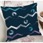 - 7771 - Realhomes Siyah Zemin Üzerinde Renkli Modern Zigzag Desenli Modern Yastık Kırlent Kılıfı Realhomes