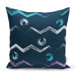 - 7771 - Realhomes Siyah Zemin Üzerinde Renkli Modern Zigzag Desenli Modern Yastık Kırlent Kılıfı Realhomes