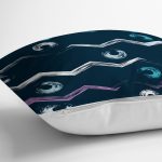 - 7771 - Realhomes Siyah Zemin Üzerinde Renkli Modern Zigzag Desenli Modern Yastık Kırlent Kılıfı Realhomes