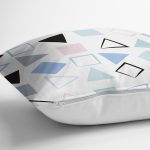 Beyaz Zemin Üzerinde Renkli Geometrik Desenli Dijital Baskılı Modern Yastık Kılıfı Realhomes