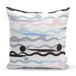 Beyaz Zemin Üzerinde Modern Çizgili Zigzag Desen Modern Yastık Kırlent Kılıfı Realhomes