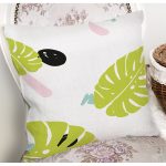 Beyaz Zemin Üzerinde Modern Renkli Yaprak Desenli Modern Yastık Kırlent Kılıfı Realhomes