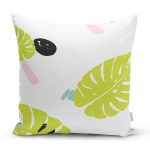 Beyaz Zemin Üzerinde Modern Renkli Yaprak Desenli Modern Yastık Kırlent Kılıfı Realhomes