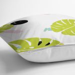 Beyaz Zemin Üzerinde Modern Renkli Yaprak Desenli Modern Yastık Kırlent Kılıfı Realhomes