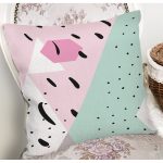 Beyaz Zeminli Renkli Modern Desenli Dijital Baskılı Modern Yastık Kırlent Kılıfı Realhomes