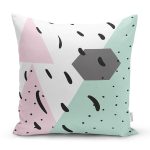 Renkli Zemin Üzerinde Modern Desenli Siyah Puantiyeli Yastık Kırlent Kılıfı Realhomes