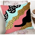 - 7788 - Realhomes  Renkli Zemin Üzerinde Gold Detaylı Modern Desenli Modern Yastık Kırlent Kılıfı Realhomes