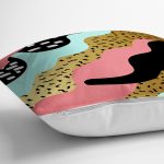 - 7788 - Realhomes  Renkli Zemin Üzerinde Gold Detaylı Modern Desenli Modern Yastık Kırlent Kılıfı Realhomes