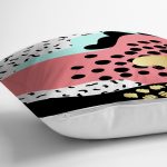 Renkli Zemin Üzerinde Gold Detaylı Modern Desenli Modern Yastık Kırlent Kılıfı Realhomes