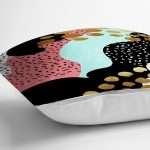 Renkli Zemin Üzerinde Gold Detaylı Modern Desenli Modern Yastık Kırlent Kılıfı Realhomes