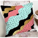 Renkli Zemin Üzerinde Gold Detaylı Modern Desenli Modern Yastık Kırlent Kılıfı Realhomes