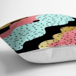 Renkli Zemin Üzerinde Gold Detaylı Modern Desenli Modern Yastık Kırlent Kılıfı Realhomes