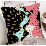 Renkli Zemin Üzerinde Gold Detaylı Modern Desenli Modern Yastık Kırlent Kılıfı Realhomes