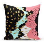 Renkli Zemin Üzerinde Gold Detaylı Modern Desenli Modern Yastık Kırlent Kılıfı Realhomes