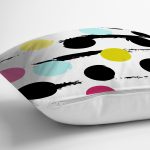 - 7794 - Realhomes Beyaz Zeminli Renkli Puantiye Desenli Dijital Baskılı Modern Yastık Kırlent Kılıfı Realhomes