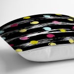 Siyah Zemin Üzerinde Renkli Puantiyeli Desenli Modern Yastık Kırlent Kılıfı Realhomes