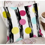 Beyaz Zeminli Renkli Puantiye Desenli Dijital Baskılı Modern Yastık Kırlent Kılıfı Realhomes