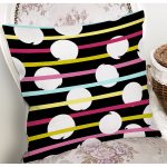 Siyah Zemin Üzerinde Modern Çizgili Beyaz Puantiyeli Yastık Kırlent Kılıfı Realhomes