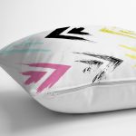 Beyaz Zemin Üzerinde Renkli Geometrik Desenli Dijital Baskılı Modern Yastık Kılıfı Realhomes