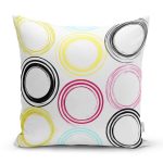 Beyaz Zemin Üzerinde Renkli Geometrik Desenli Dijital Baskılı Modern Yastık Kılıfı Realhomes