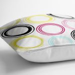 Beyaz Zemin Üzerinde Renkli Geometrik Desenli Dijital Baskılı Modern Yastık Kılıfı Realhomes