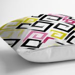 - 7806 - Realhomes Beyaz Zemin Üzerinde Renkli Modern Geometrik Desenli Yastık Kırlent Kılıfı Realhomes