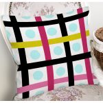 Beyaz Zemin Üzerinde Modern Renkli Çizgili Puantiye Desenli Yastık Kırlent Kılıfı Realhomes