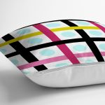 Beyaz Zemin Üzerinde Modern Renkli Çizgili Puantiye Desenli Yastık Kırlent Kılıfı Realhomes