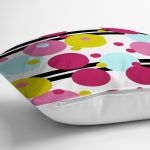 Beyaz Zemin Üzerinde Siyah Modern Çizgili Renkli Puantiyeli Yastık Kırlent Kılıfı Realhomes