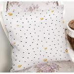 Beyaz Zemin Üzerinde Gold Detaylı Siyah Puantiye Desenli Yastık Kırlent Kılıfı Realhomes