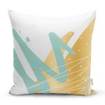 Beyaz Zeminli Renkli Modern Desenli Dijital Baskılı Modern Yastık Kırlent Kılıfı Realhomes