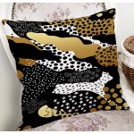 - 7822 - Realhomes  Siyah Zemin Üzerinde Gold Detaylı Modern Desenli Modern Yastık Kırlent Kılıfı Realhomes